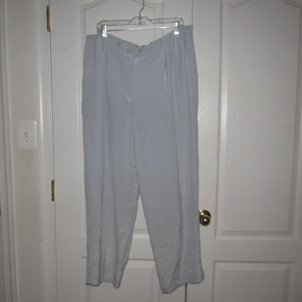 Lauren Ralph Lauren Silk Pinstripe Pleat‑Front Trousers – Light Blue 20W - Picture 2 of 8